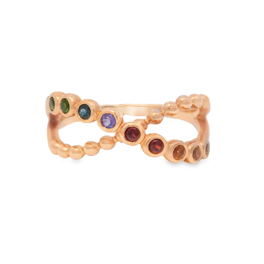 0.26CT Mix Sapphire Ring 14k Rose Gold