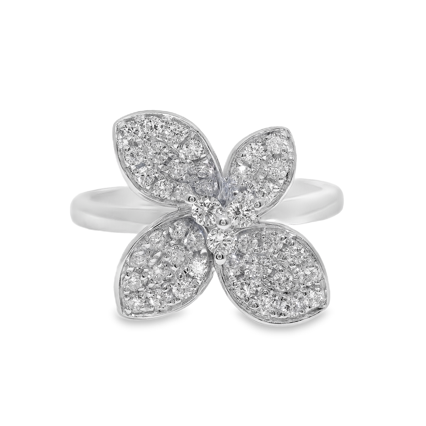 0.51CT Diamond Flower Ring 14K White Gold
