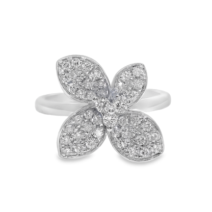 0.51CT Diamond Flower Ring 14K White Gold