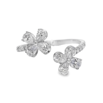 0.67CT Diamond Flower Ring 18K White Gold