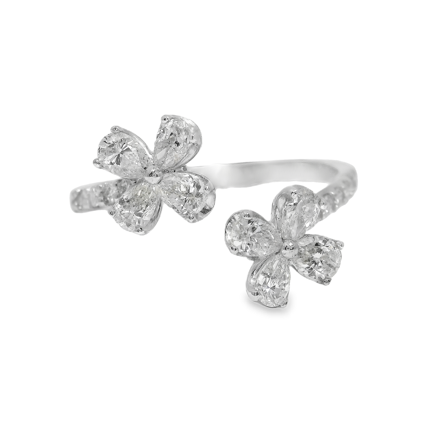 0.67CT Diamond Flower Ring 18K White Gold