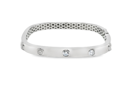 1.19CT Diamond Bangle 14k White Gold