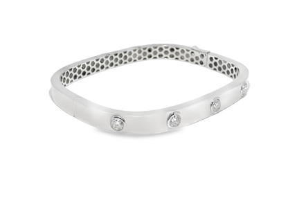 1.19CT Diamond Bangle 14k White Gold