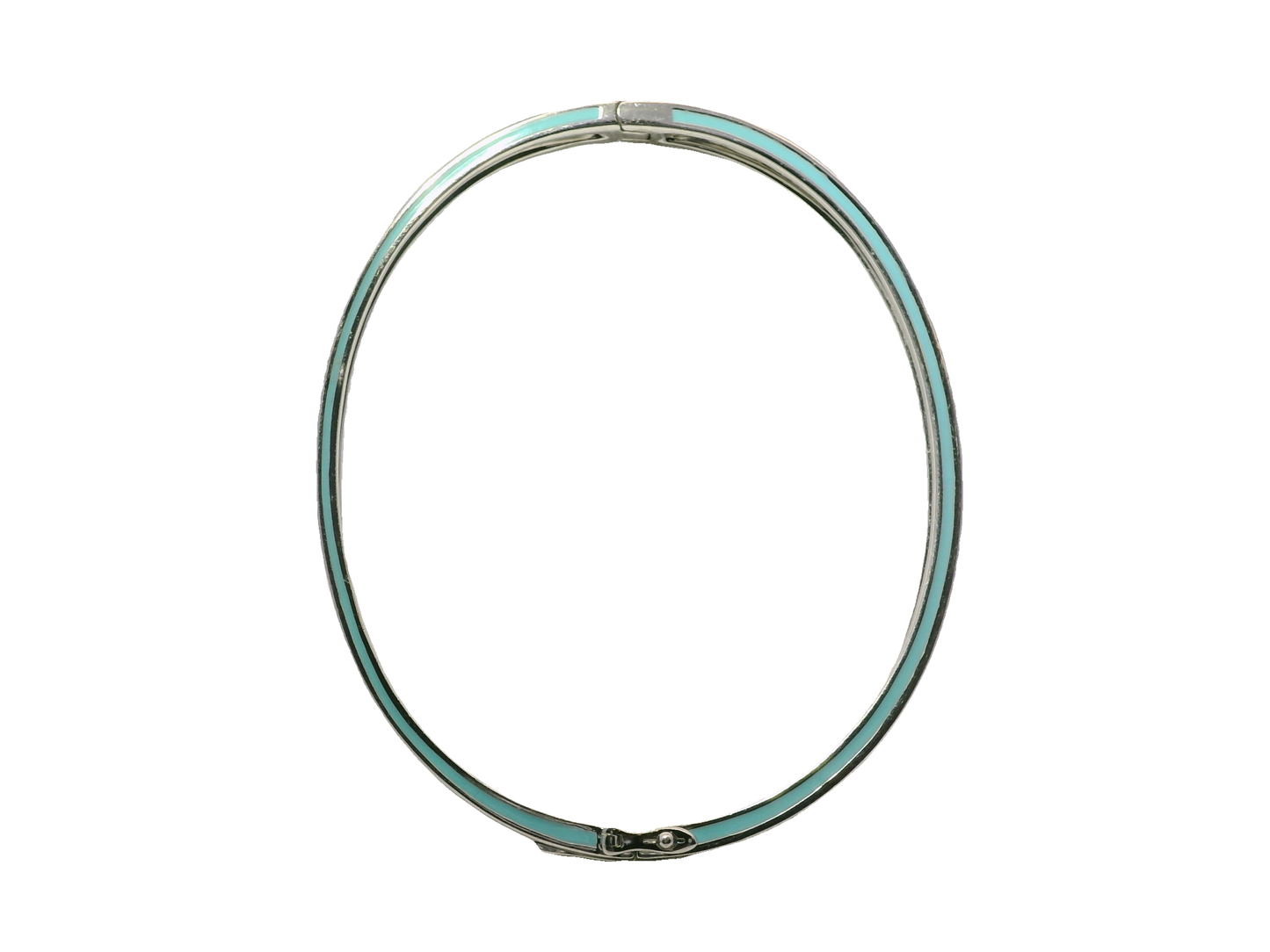 1.16CT Diamond Bangle with Turquoise Enamel 14k White Gold