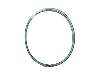 1.16CT Diamond Bangle with Turquoise Enamel 14k White Gold