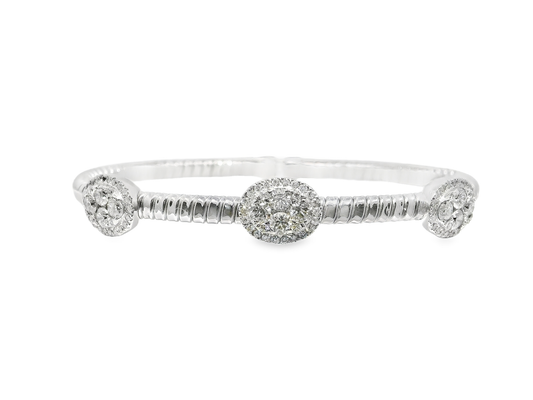 1.60CT Diamond Bangle 14k White Gold