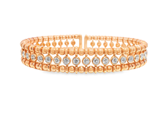 1.16CT Bezel Diamond Bangle 18k Rose Gold