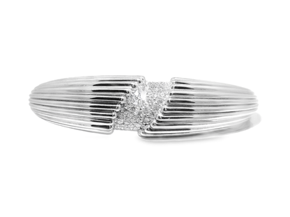1.30CT Diamond Bangle 14k White Gold