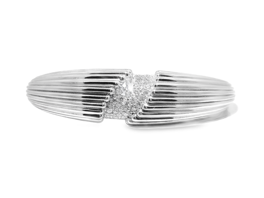 1.30CT Diamond Bangle 14k White Gold