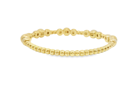Plain Gold Graduated Beads Stretch Bangle 14k Gold
