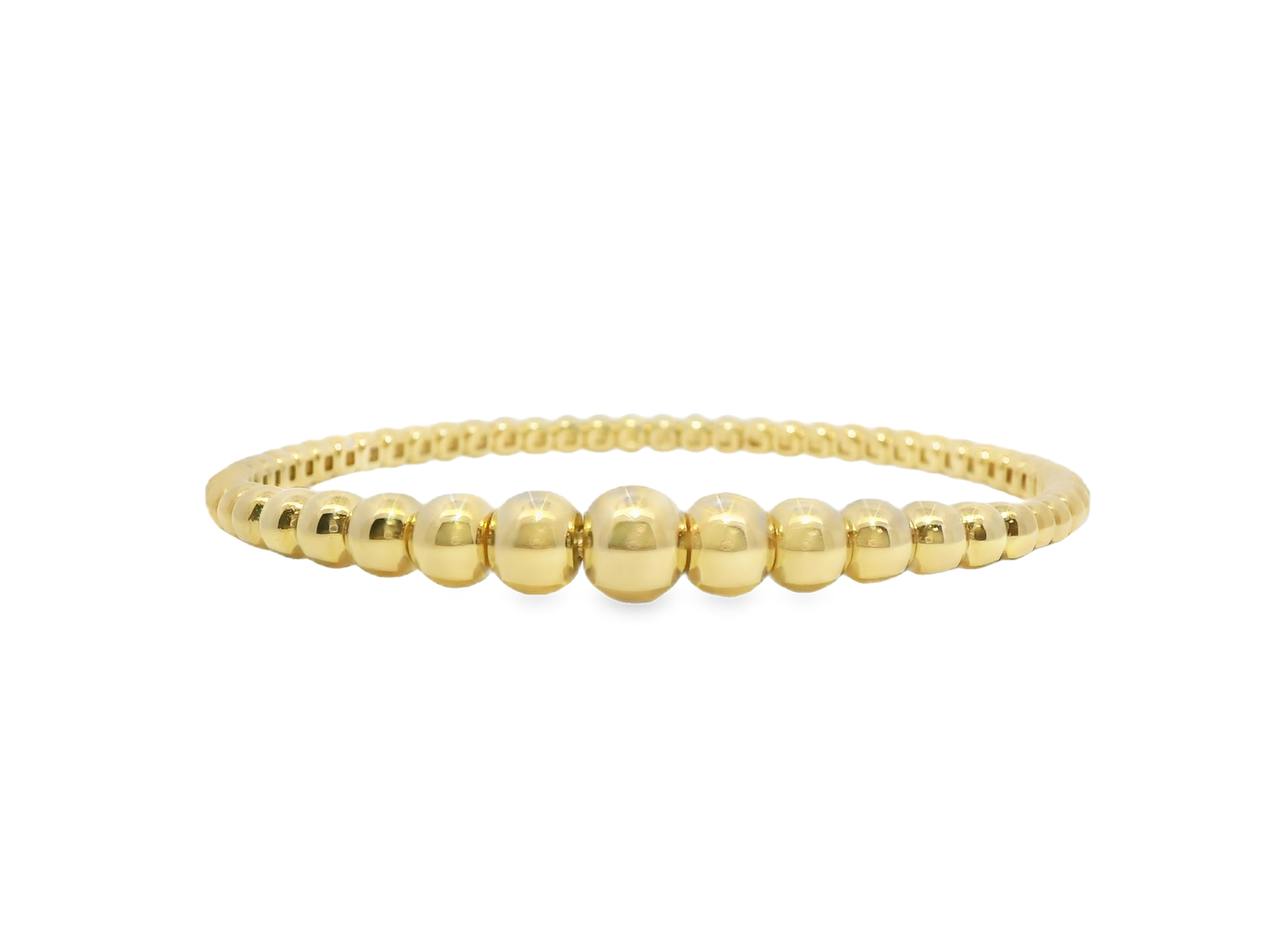 Plain Gold Beads Stretch Bangle 14k Gold
