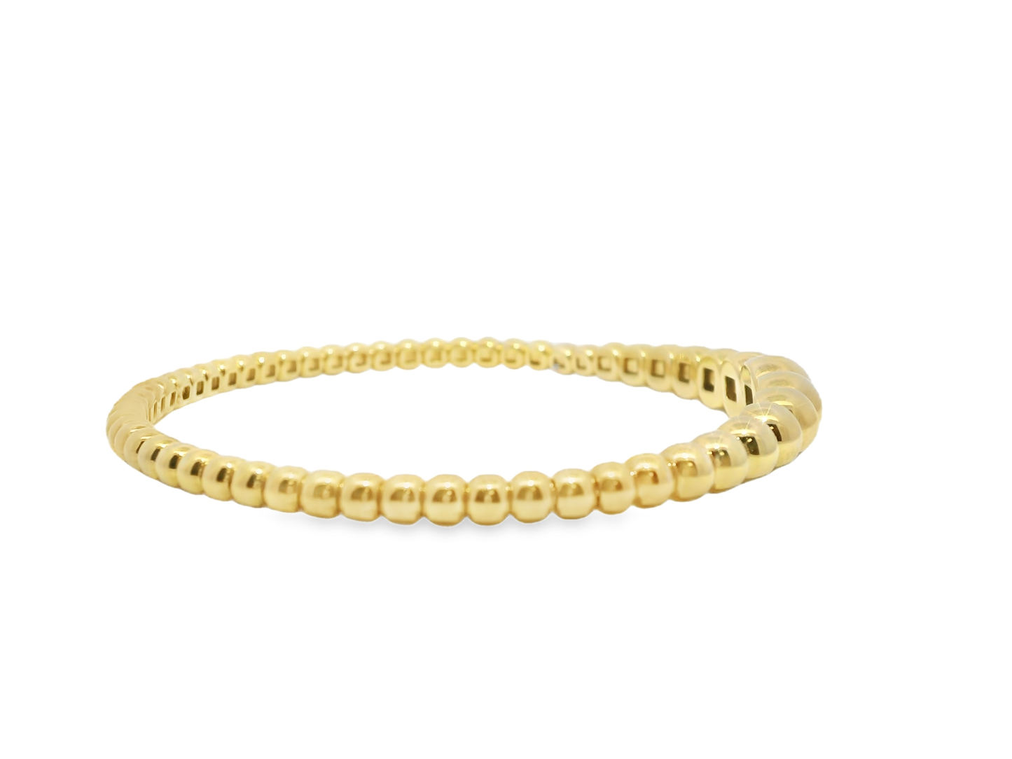 Plain Gold Beads Stretch Bangle 14k Gold