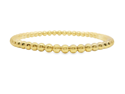 Plain Gold  Beads Stretch Bangle 18k Yellow Gold