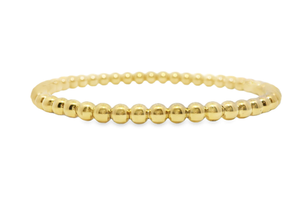 Plain Gold  Beads Stretch Bangle 18k Yellow Gold