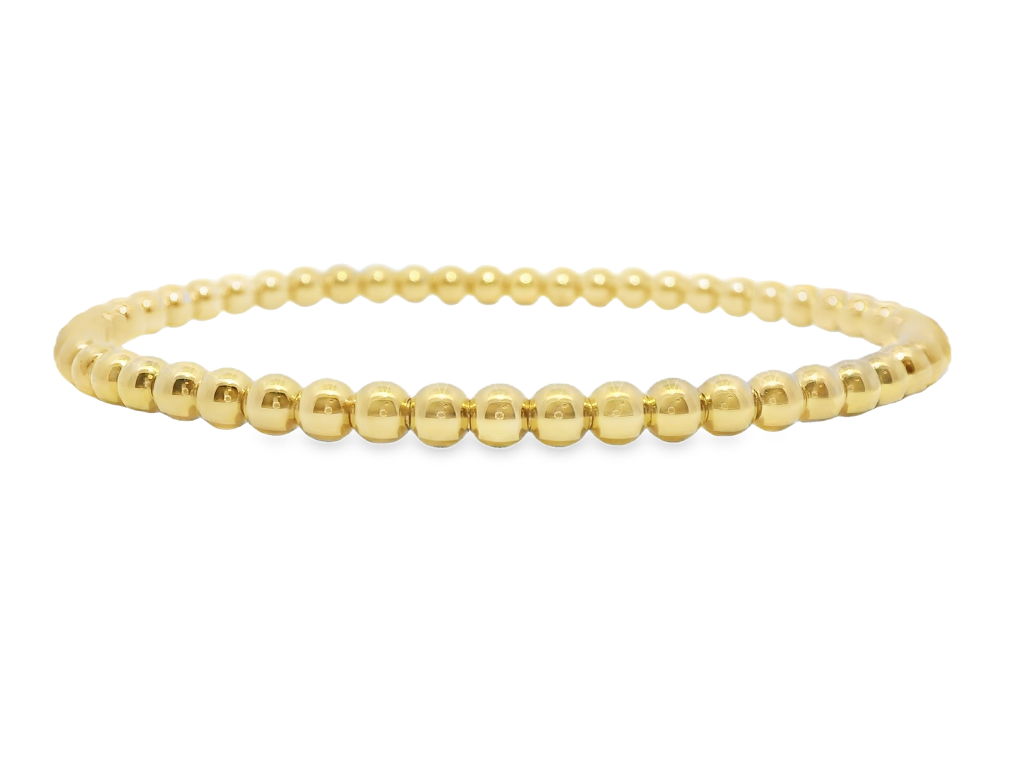Plain Gold Beads Stretch Bangle 18k Yellow Gold