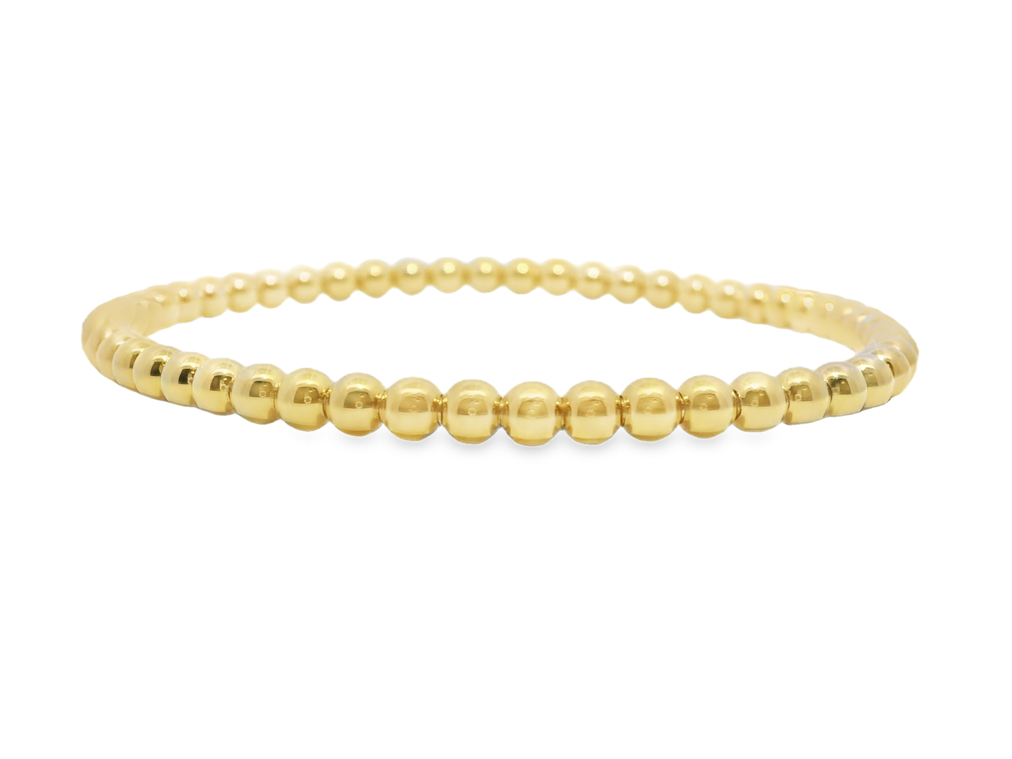 Plain Gold Beads Stretch Bangle 18k Yellow Gold