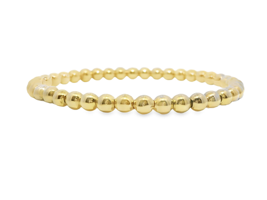 Plain Gold Beads Stretch Bangle 14k Gold