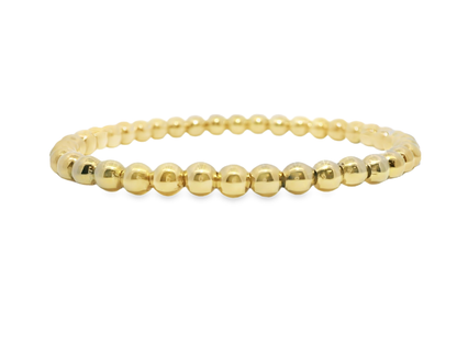 Plain Gold Beads Stretch Bangle 14k Gold