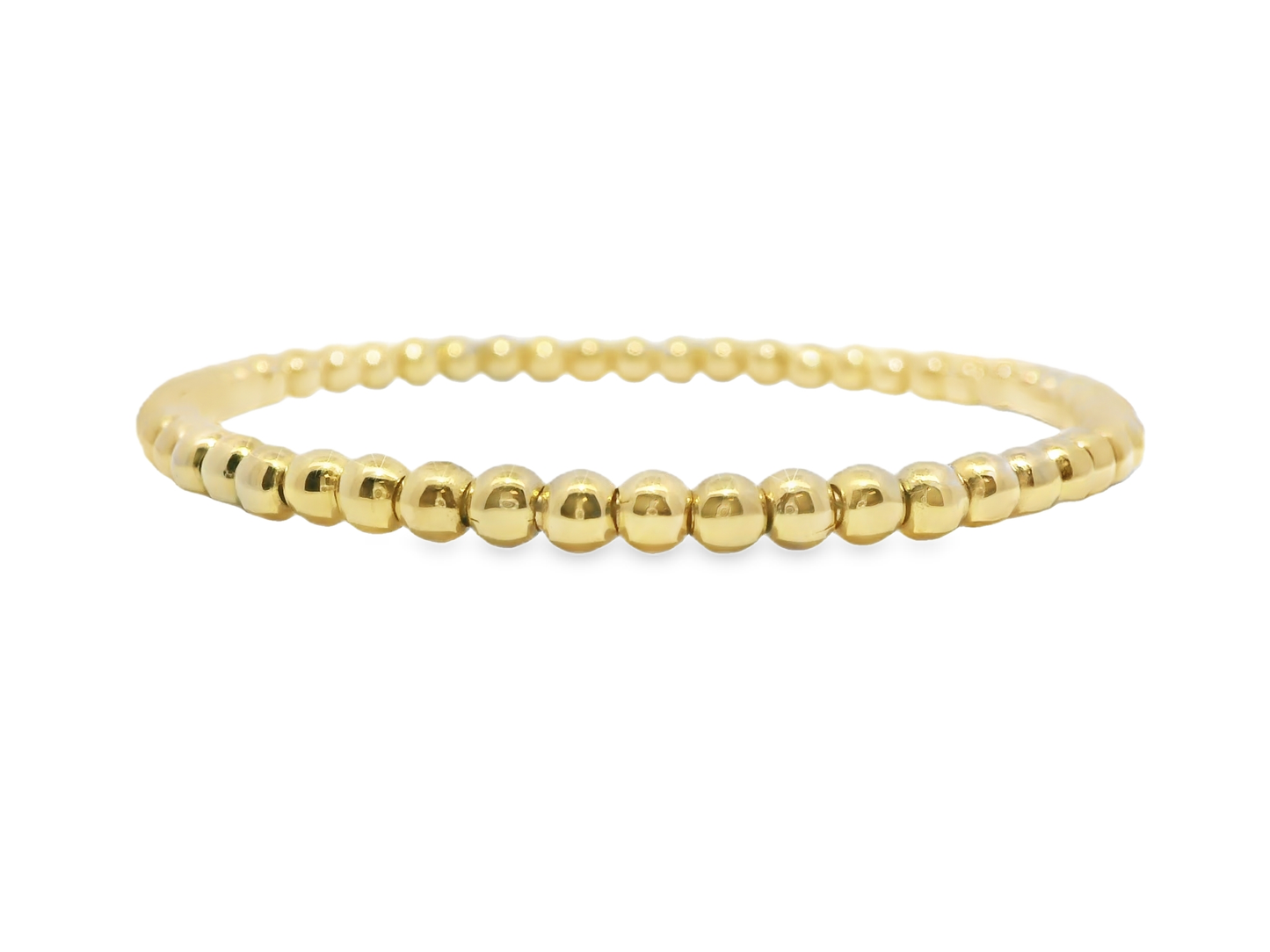 Plain Gold  Beads Stretch Bangle 14k Gold