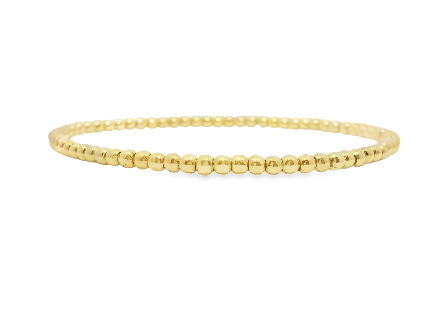 Plain Gold  Beads Stretch Bangle 14k Yellow Gold