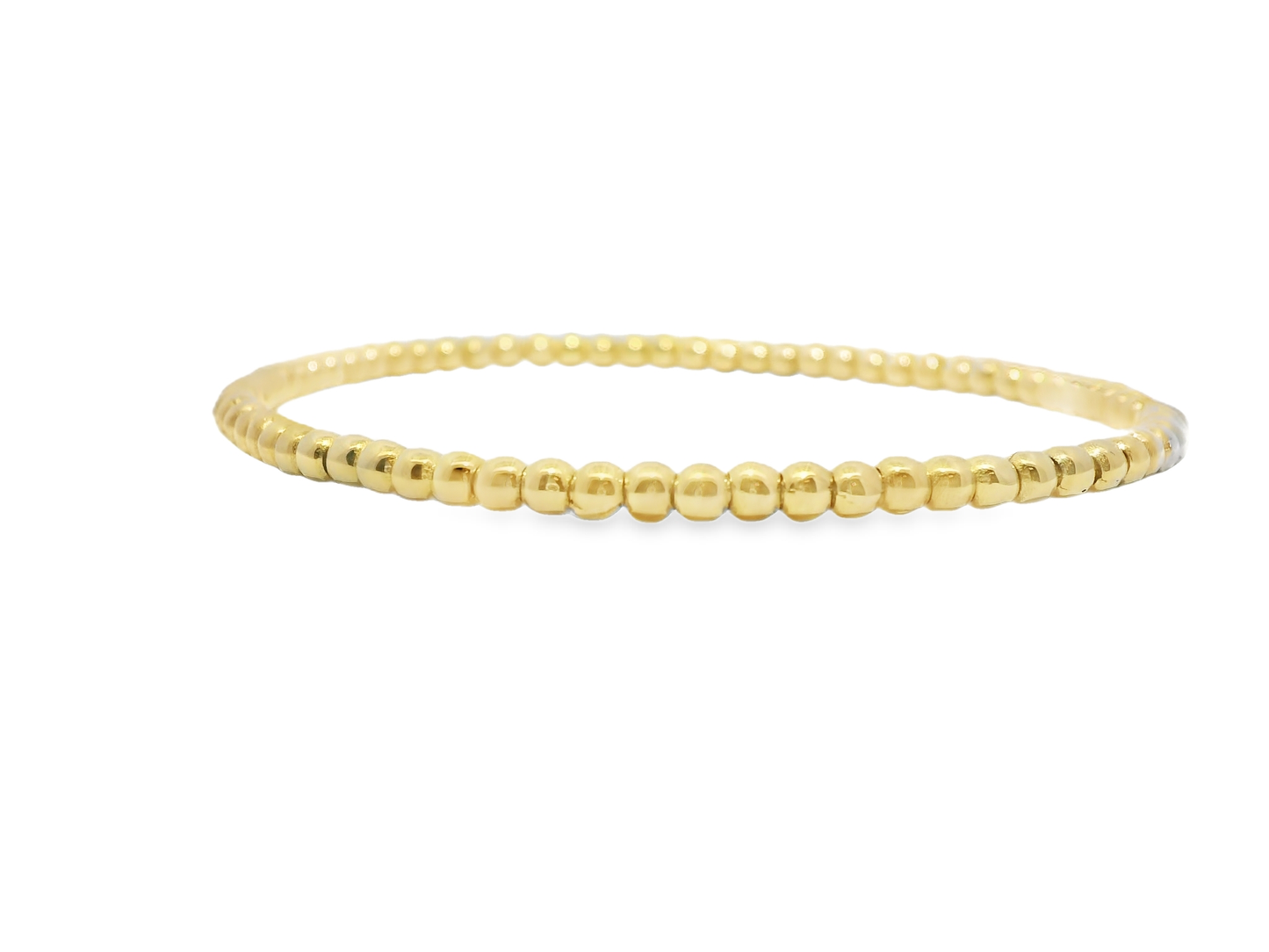 Plain Gold  Beads Stretch Bangle 14k Yellow Gold