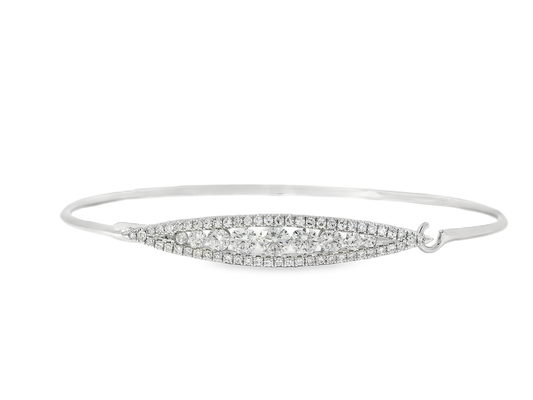 0.92CT Diamond Bangle 14k White Gold