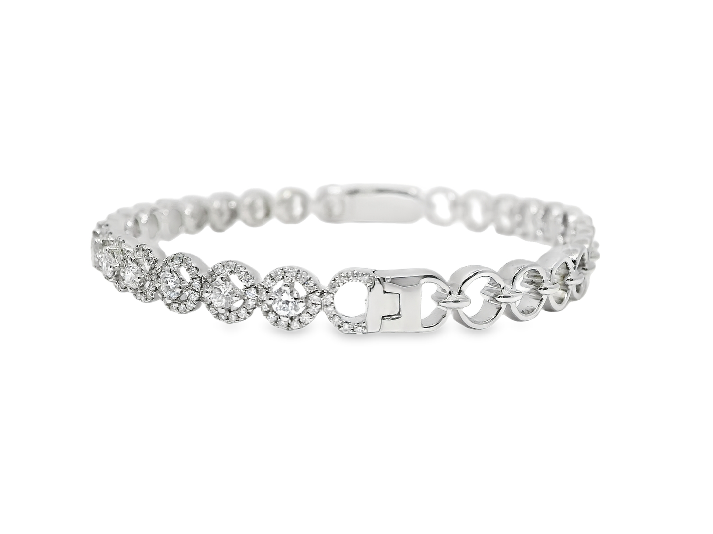 1.55CT Diamond Bangle 18k White Gold