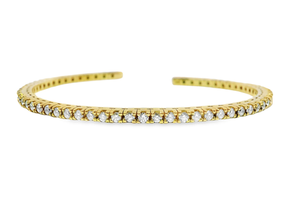 1.74CT Diamond Bangle 14k Yellow Gold