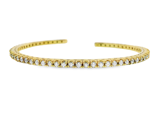 1.74CT Diamond Bangle 14k Yellow Gold