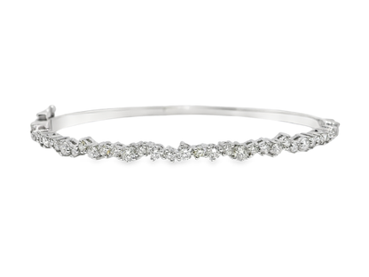 1.39CT Diamond Bangle 14k White Gold