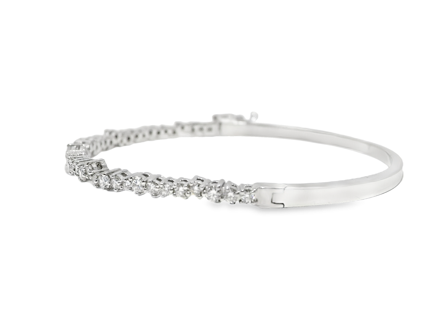 1.39CT Diamond Bangle 14k White Gold