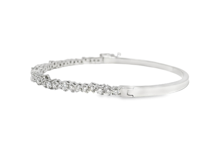 1.39CT Diamond Bangle 14k White Gold