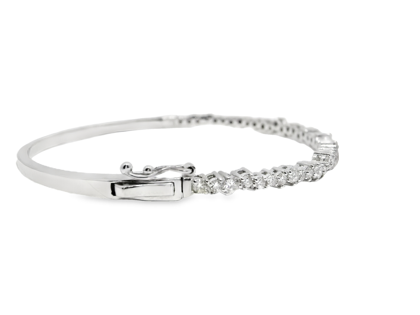 1.39CT Diamond Bangle 14k White Gold