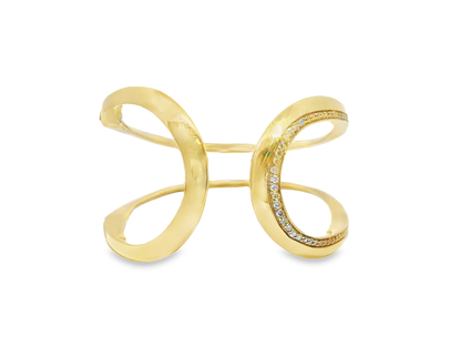 1.34CT Diamond Bangle 14k Yellow Gold