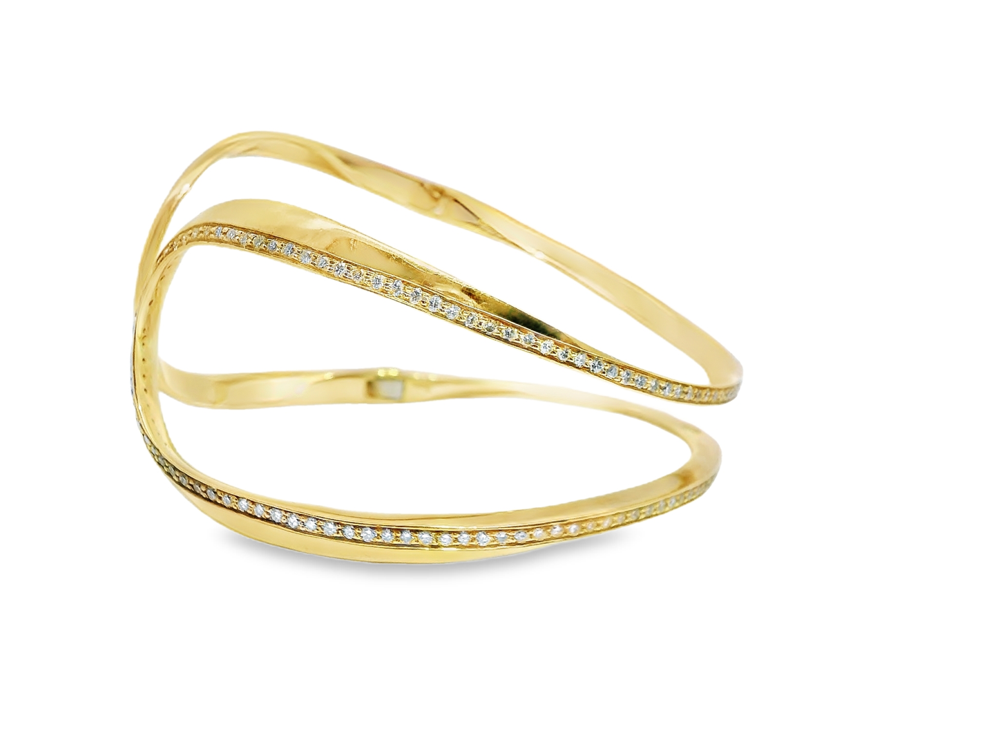 1.34CT Diamond Bangle 14k Yellow Gold