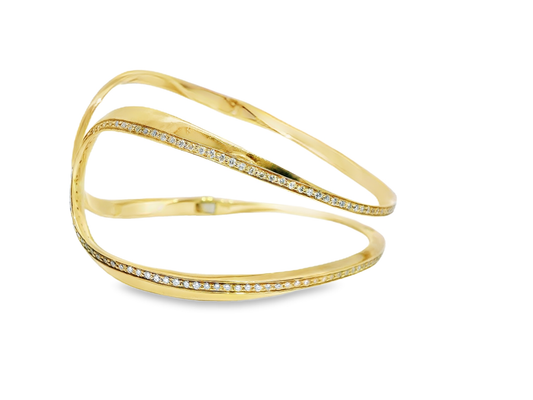 1.34CT Diamond Bangle 14k Yellow Gold