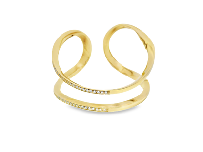 1.34CT Diamond Bangle 14k Yellow Gold