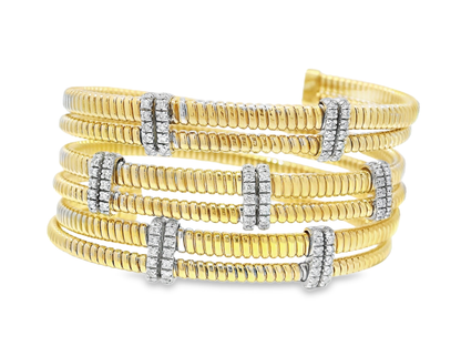 0.71CT Diamond Bangle 14k Yellow Gold