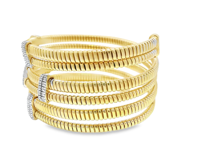 0.71CT Diamond Bangle 14k Yellow Gold