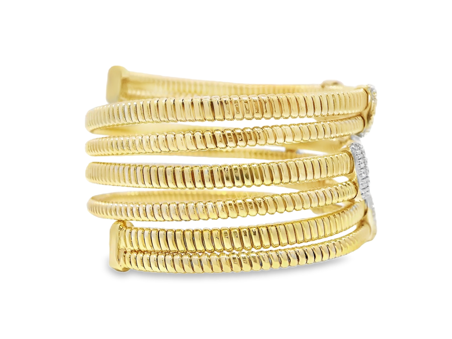 0.71CT Diamond Bangle 14k Yellow Gold