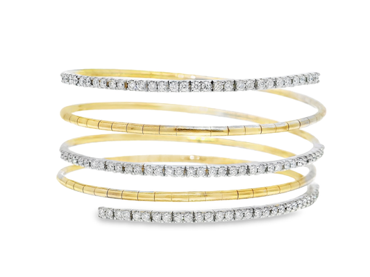 1.82CT Diamond Bangle 14k Yellow Gold