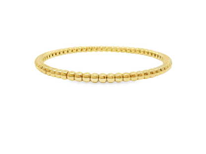 Plain Gold Beads Stretch Bangle 14k Gold