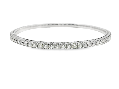 3.40CT Diamond Stretch Bangle 18k White Gold