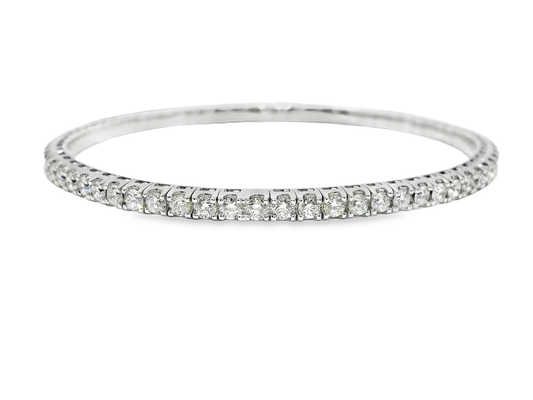 3.40CT Diamond Stretch Bangle 18k White Gold