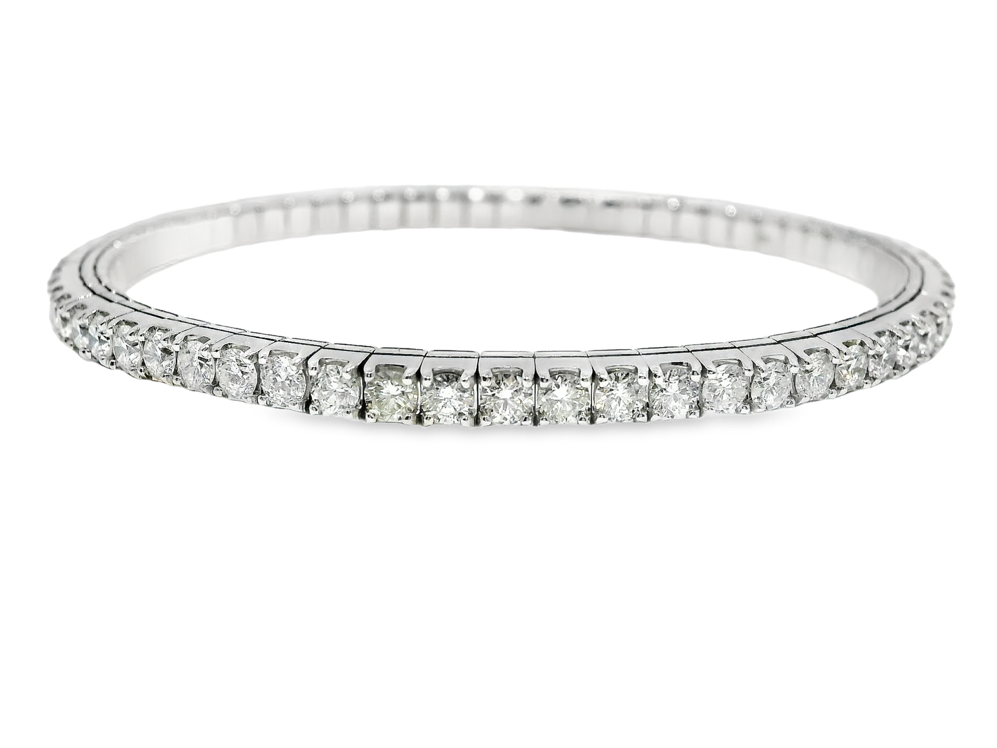 4.95CT Diamond Stretch Bangle 14k White Gold