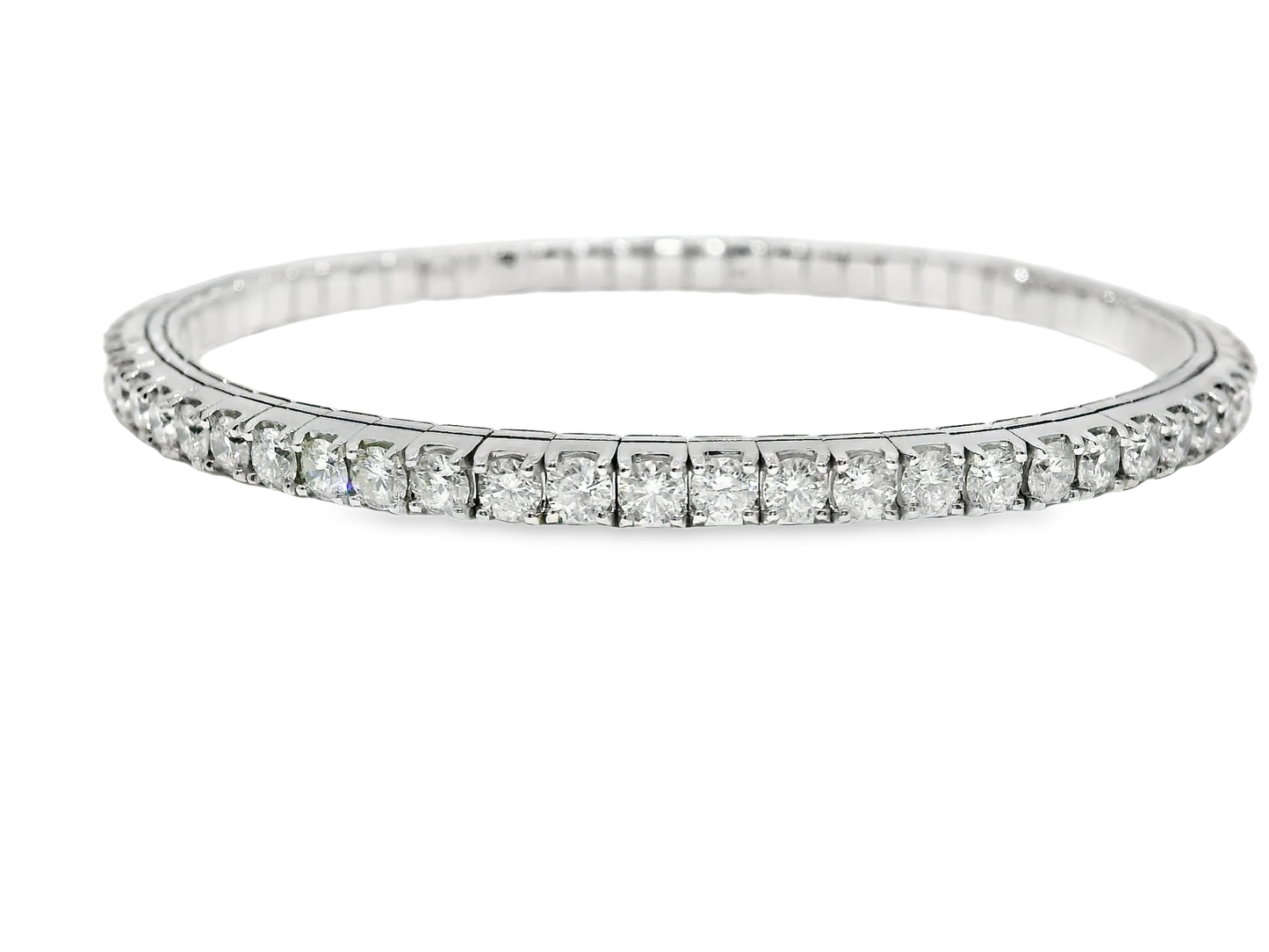 4.95CT Diamond Stretch Bangle 14k White Gold