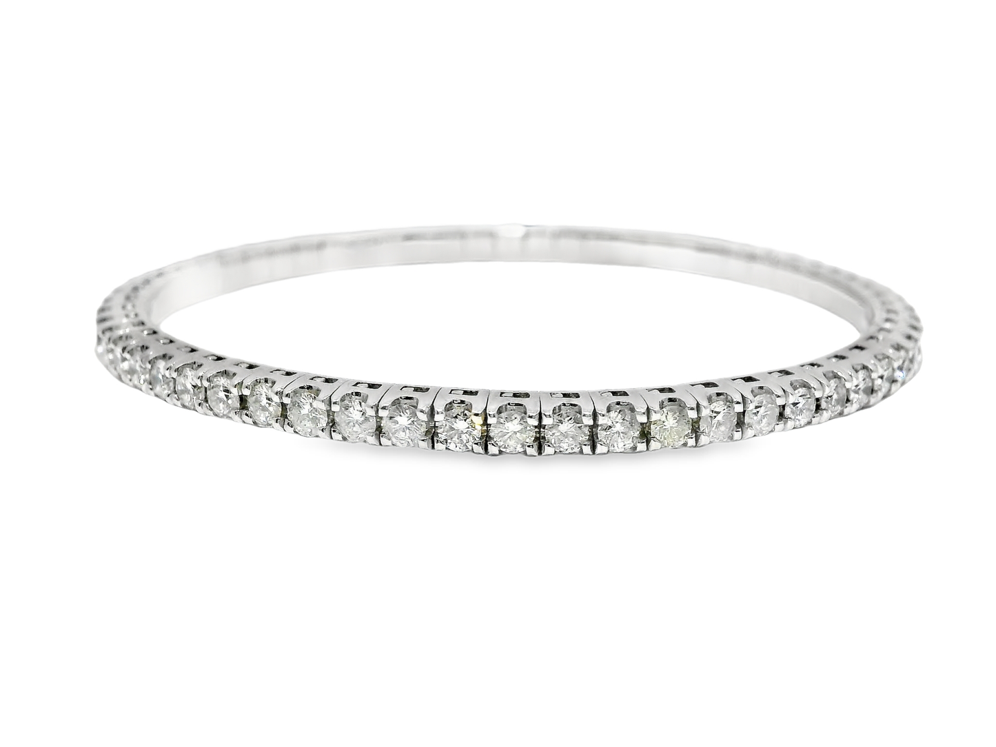 3.90CT Diamond Stretch Bangle 18k White Gold