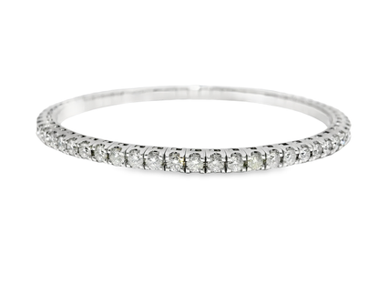 3.90CT Diamond Stretch Bangle 18k White Gold