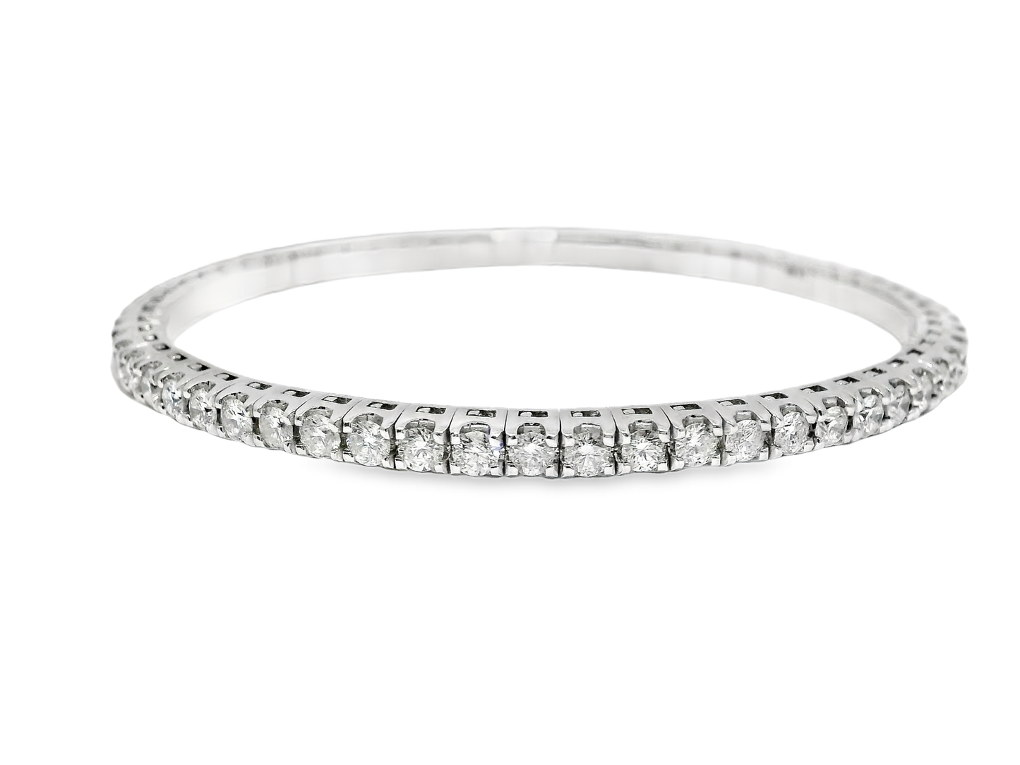 3.90CT Diamond Stretch Bangle 18k White Gold