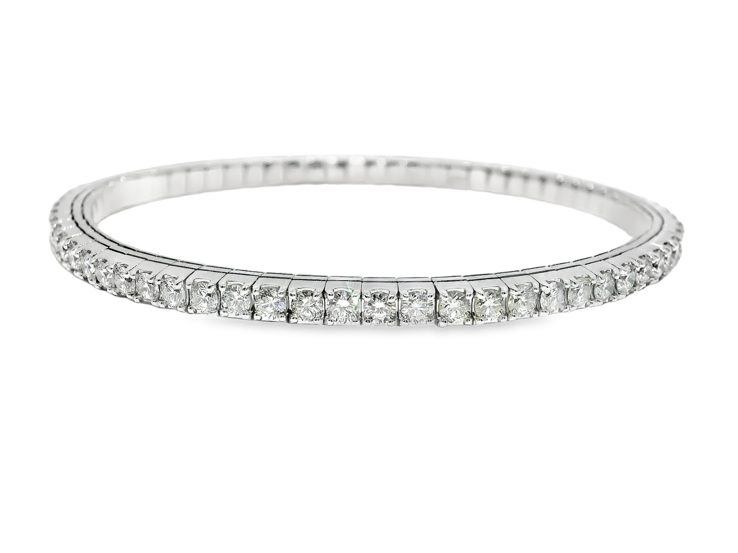 3.84CT Diamond Stretch Bangle 14k White Gold